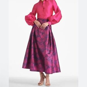 New! Sachin + Babi Pink and Purple Floral A-Line Skirt